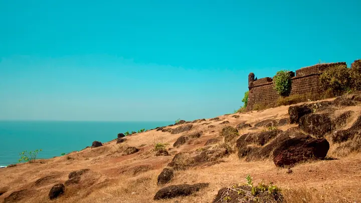 Chapora Fort walls over the sea, Goa